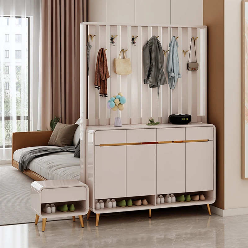 轻奢风玄关柜鞋柜小户型衣帽架一体靠墙入户家用门口多功能挂衣架