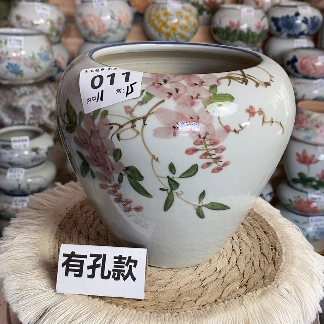 景德镇纯手工 陶瓷花盆  011