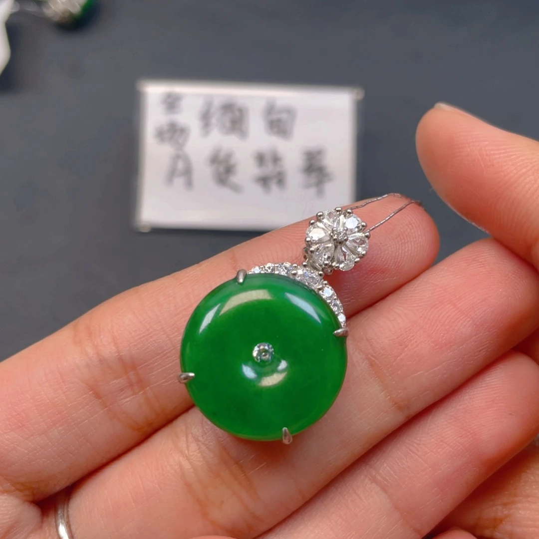 翡翠银S925镶嵌吊坠(不含链)