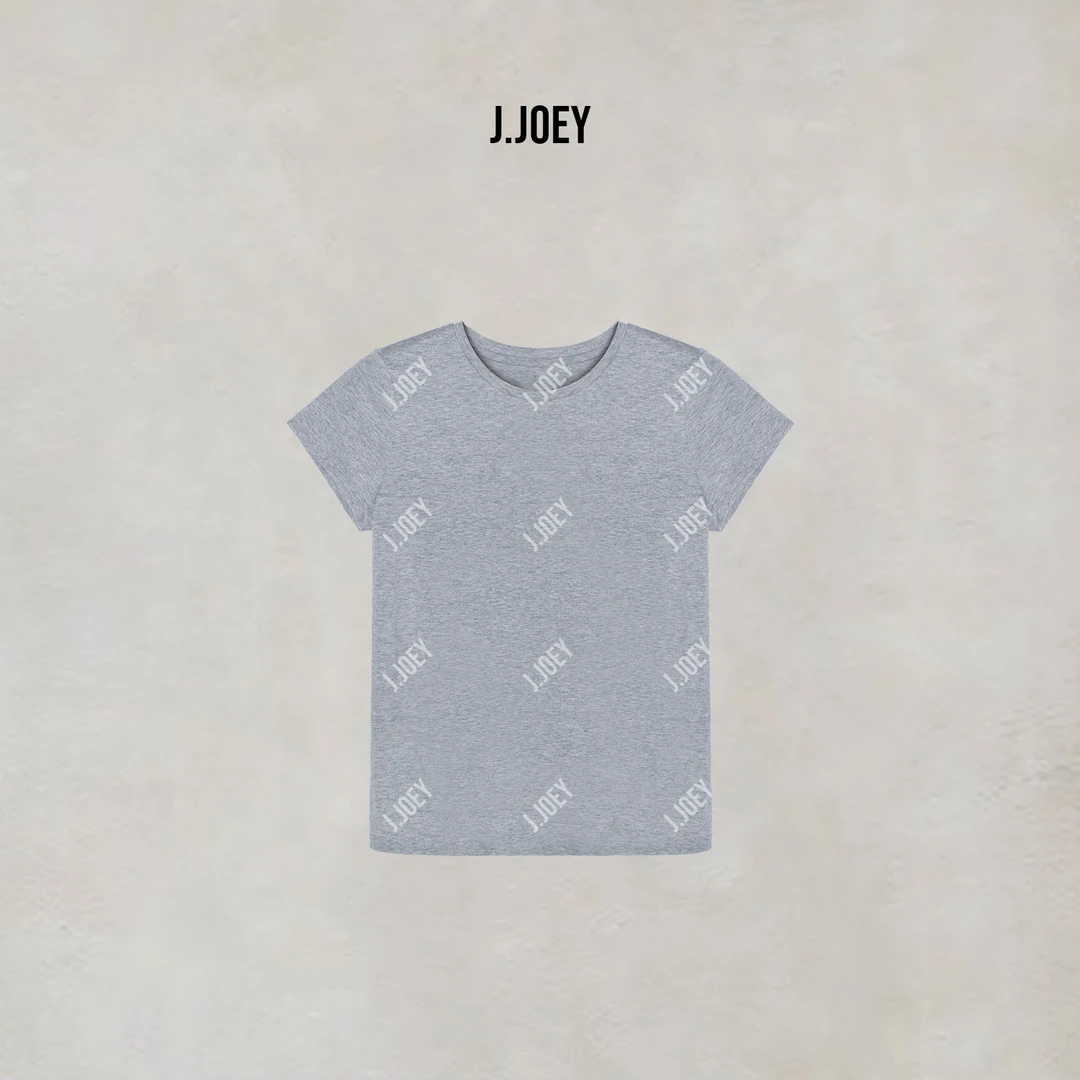 J.JOEY “100棉”肌理感白色黑色纯色简约早秋打底短袖圆领T恤 0666