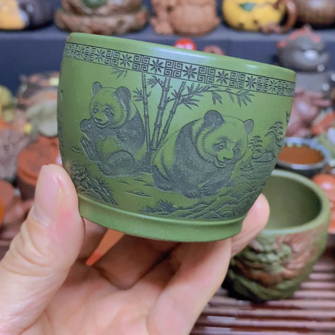 茶杯绿泥紫砂紫砂