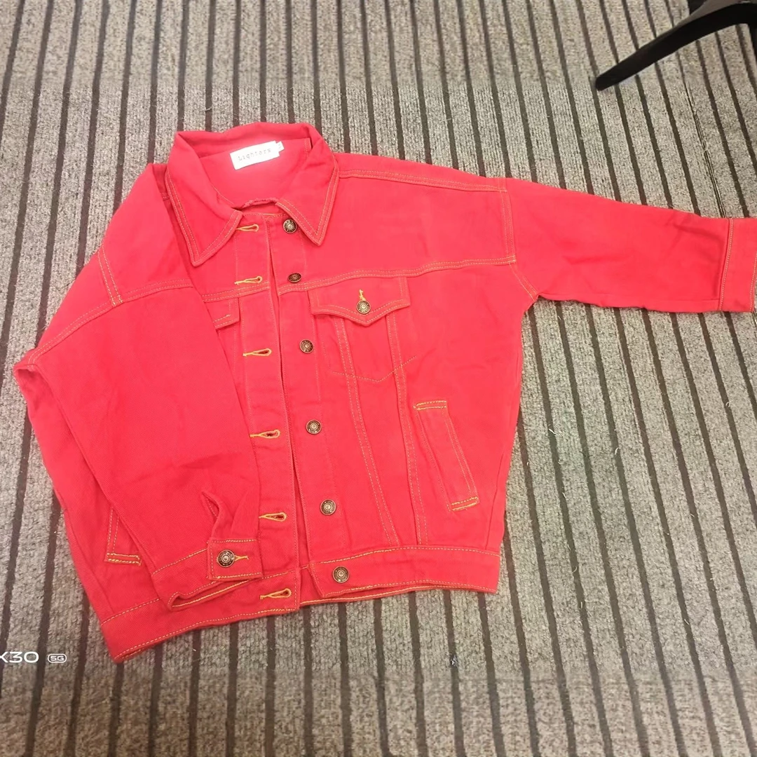 25年春季新款红色牛仔外套特价时尚休闲潮流