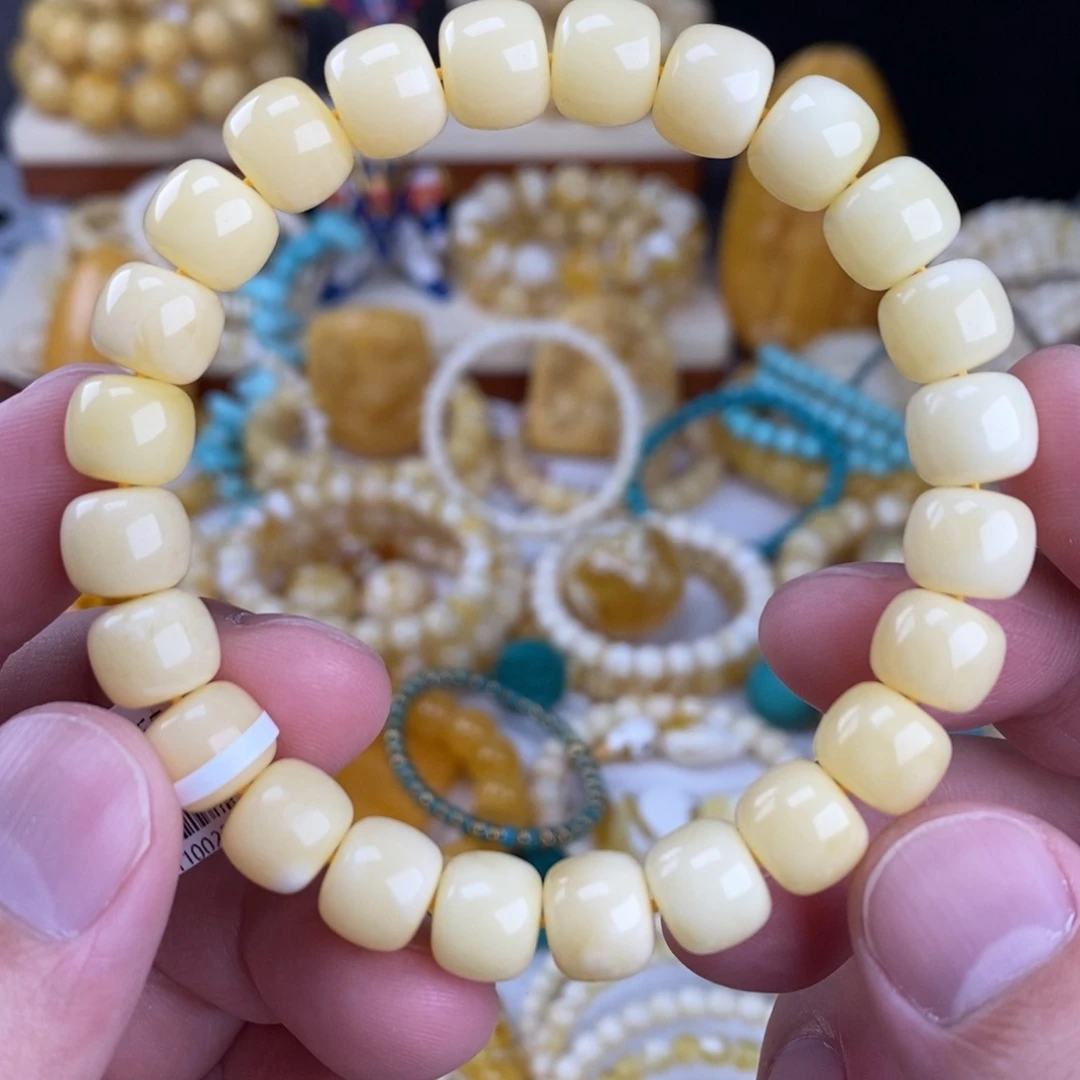 蜜蜡未镶嵌手链奶酪白特浓阿尔卑斯10mm