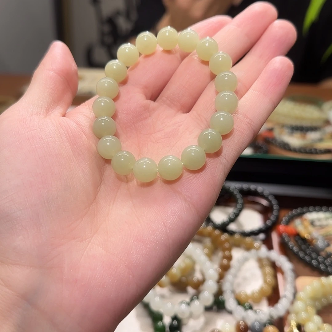 和田玉未镶嵌手链且末青白玉规格10