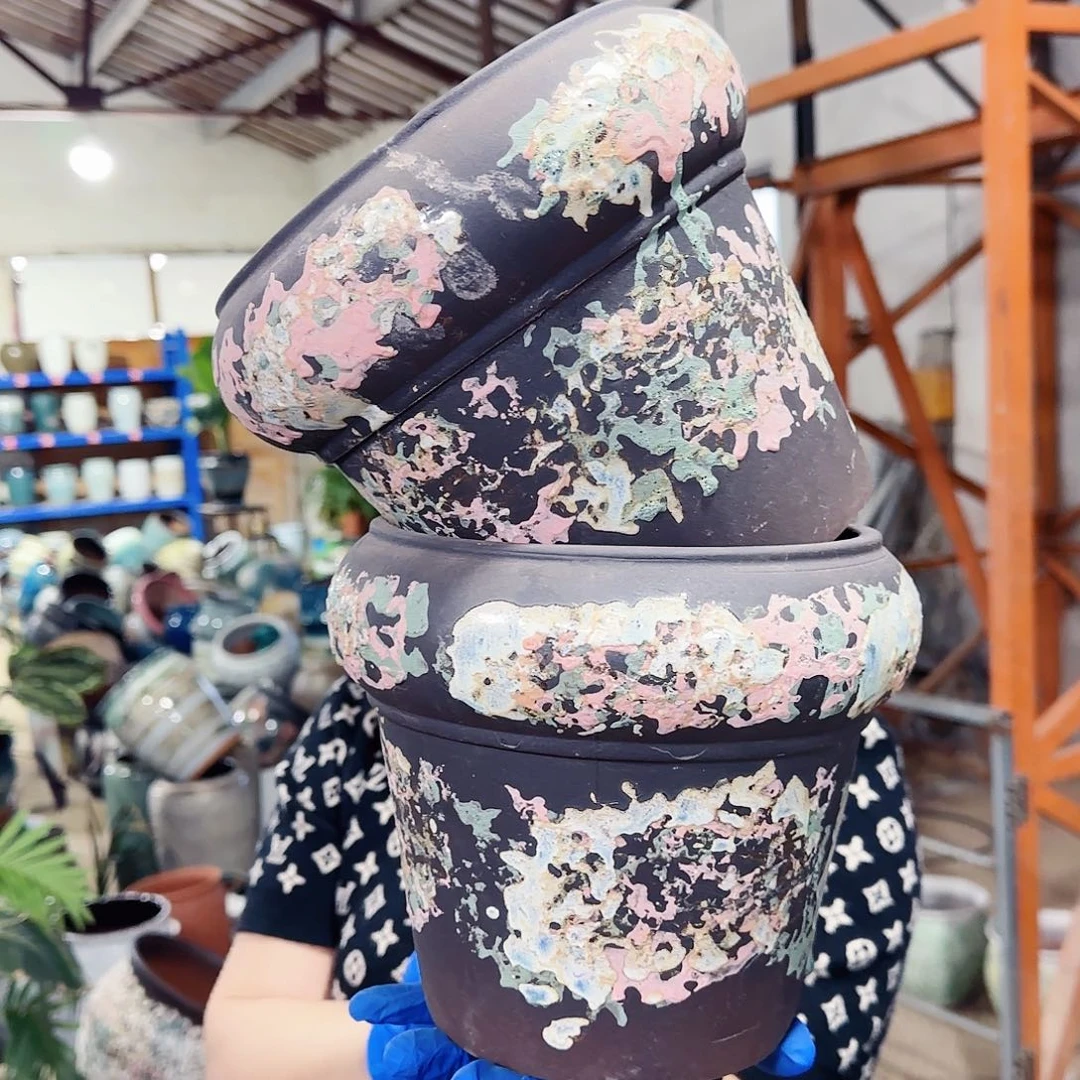 紫砂花盆高19口18