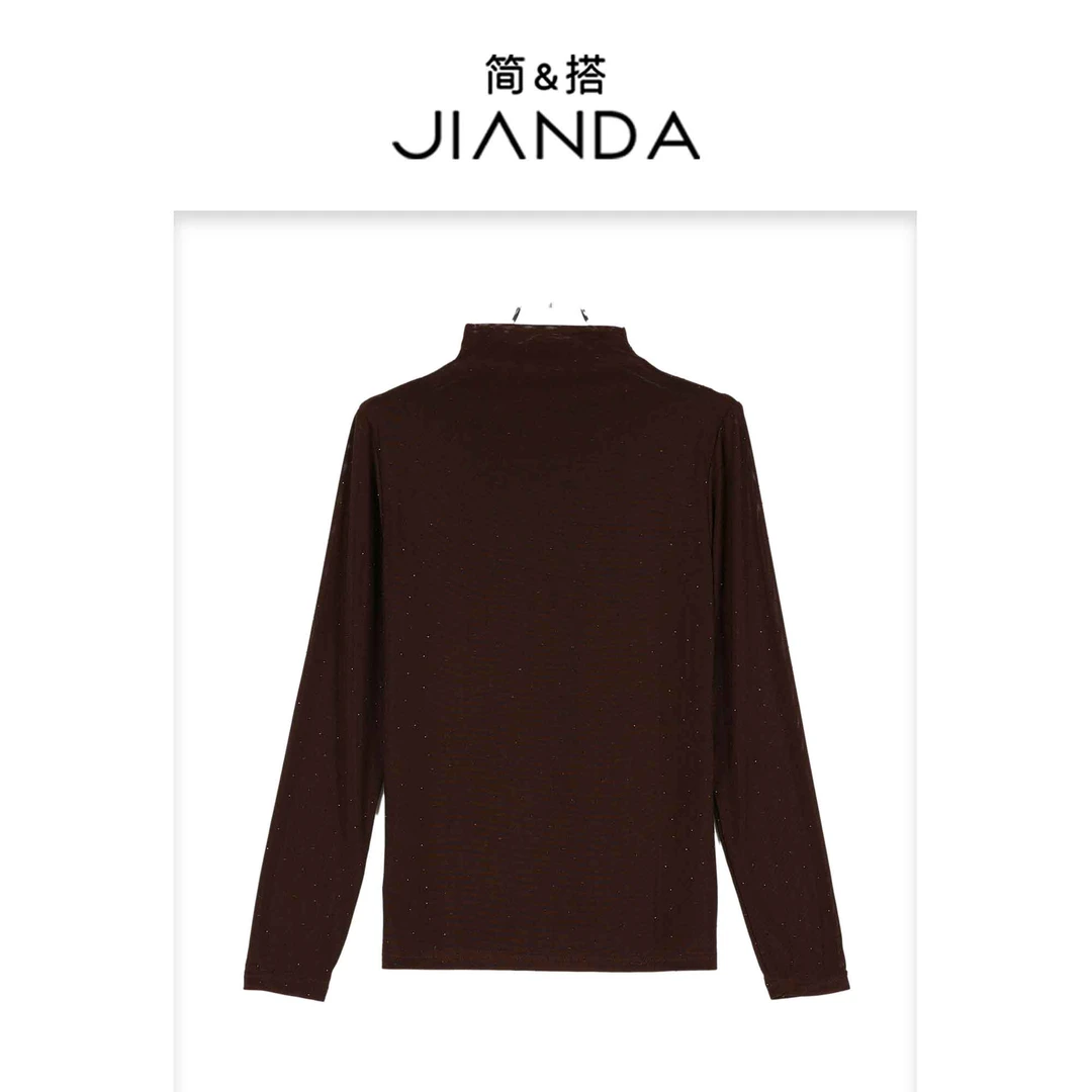 简&搭【千屿Sheila】秋冬穿搭 半高领水钻打底上衣253-SY/0924-9279