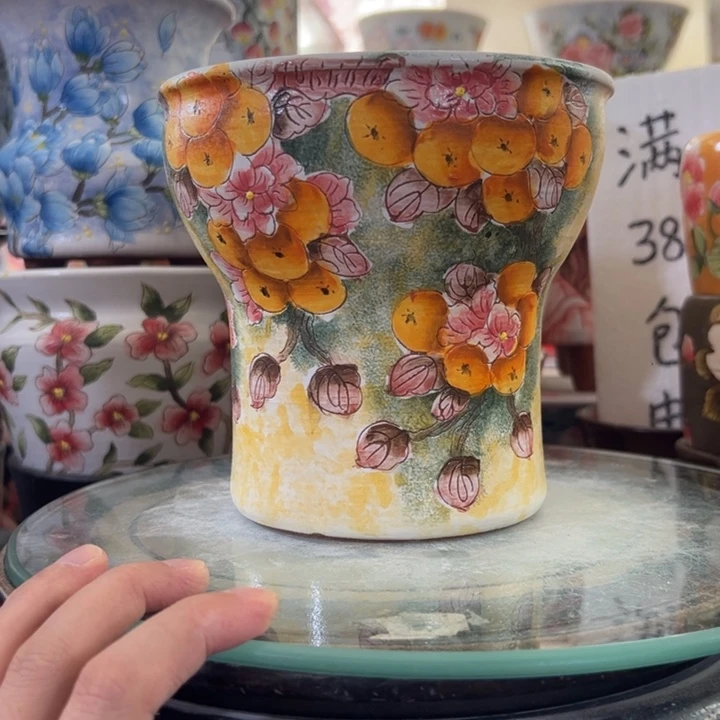 景德镇手绘花盆满38包邮偏远地区除外