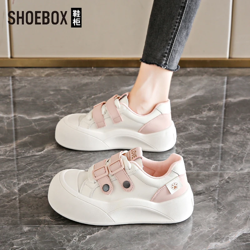 SHOEBOX鞋柜小白鞋女款2025春季厚底超火运动鞋爆款休闲板鞋女