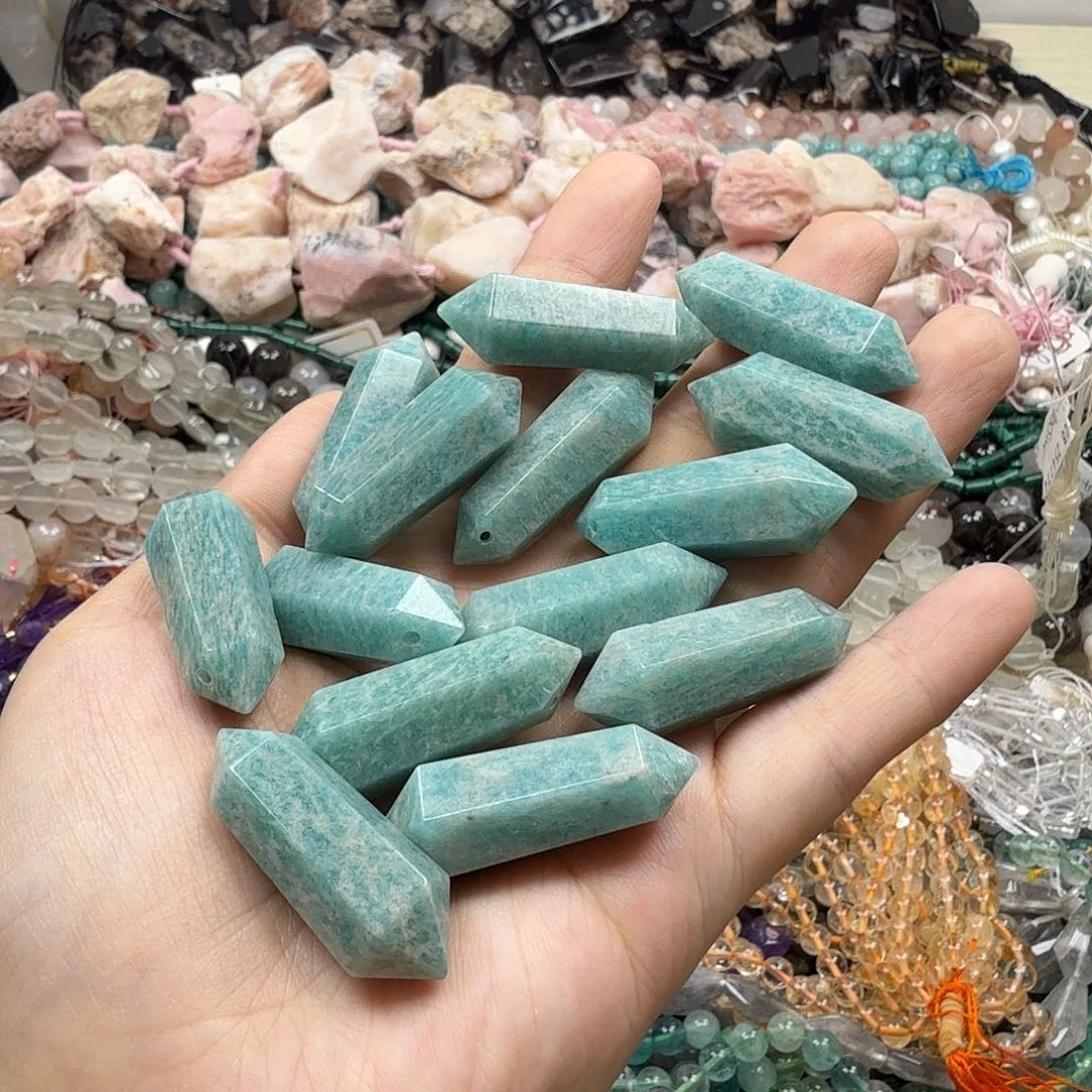 水晶珠宝半成品未镶嵌卡11×35天河双尖六角柱一个