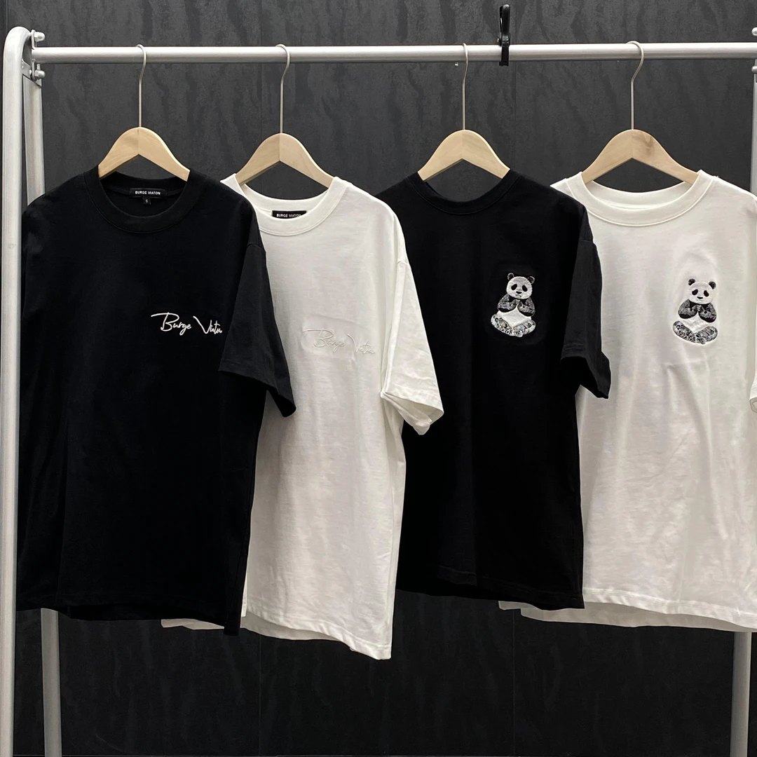 刺绣短袖男士T恤夏季2024圆领宽松半袖百搭0094