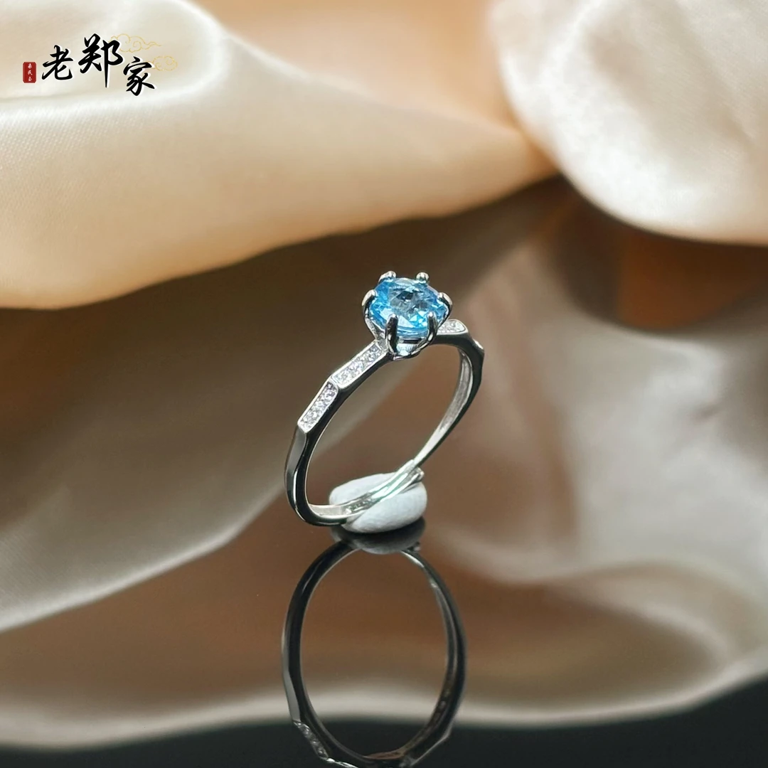 【老郑家】925银镶托帕石戒指 613  多样性发一件