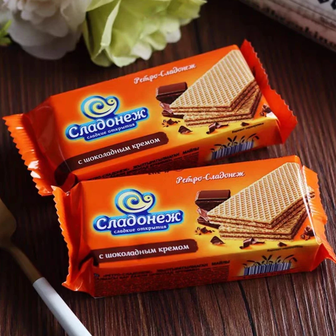 （5袋）俄罗斯进口俄宝多牌巧克力味奶油威化65克/袋