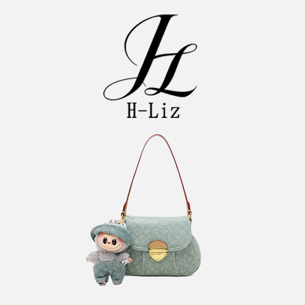 【H-Liz】丹宁牛仔小众高级女士单肩手提腋下包#9012
