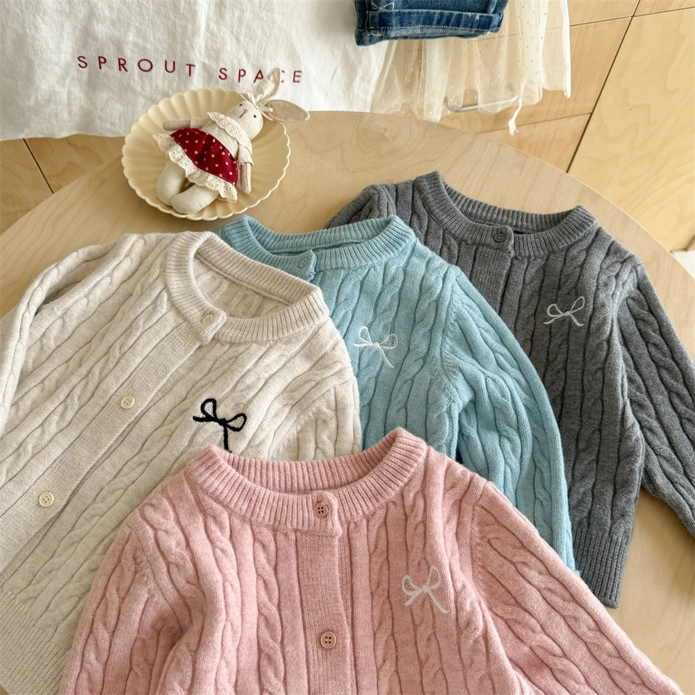 兮绯推荐8363女童针织衫新款女宝秋冬装长袖外套小女孩森系上衣