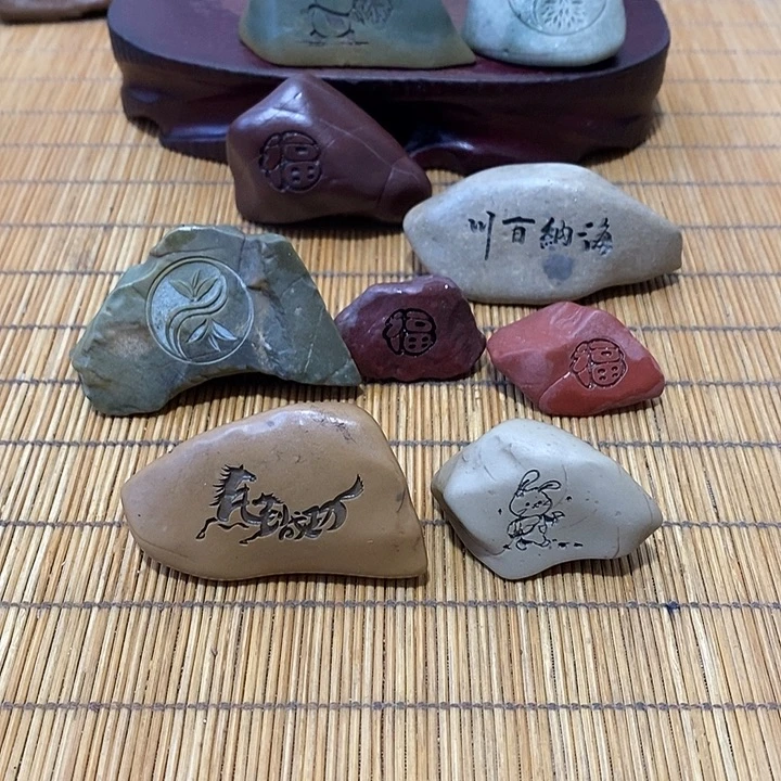 清***觞原石雕刻工艺品手把摆件