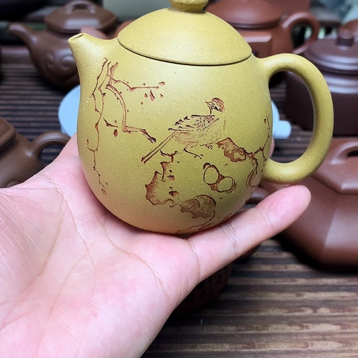 紫砂茶壶原矿段泥容量200毫升龙旦壶