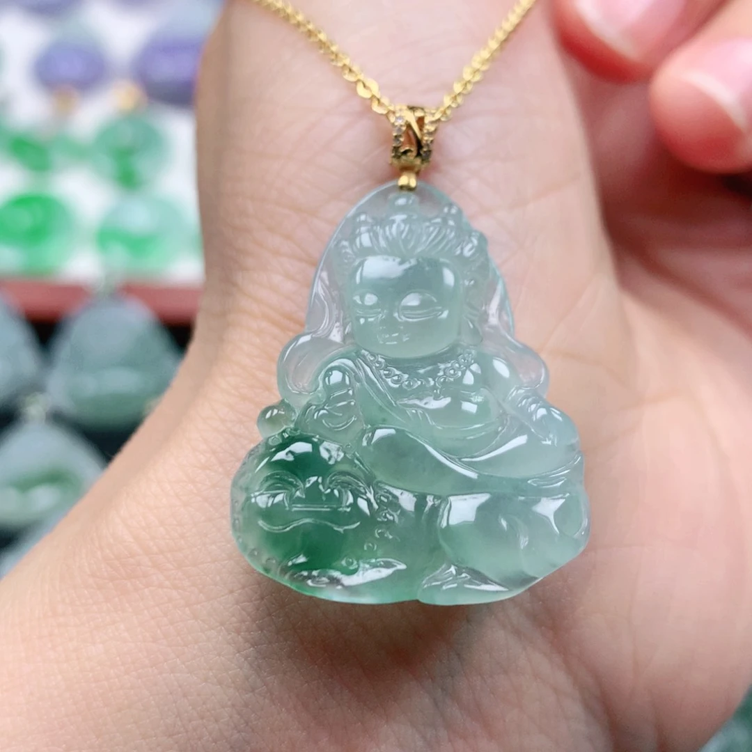 翡翠吊坠(不含链)18K金镶嵌