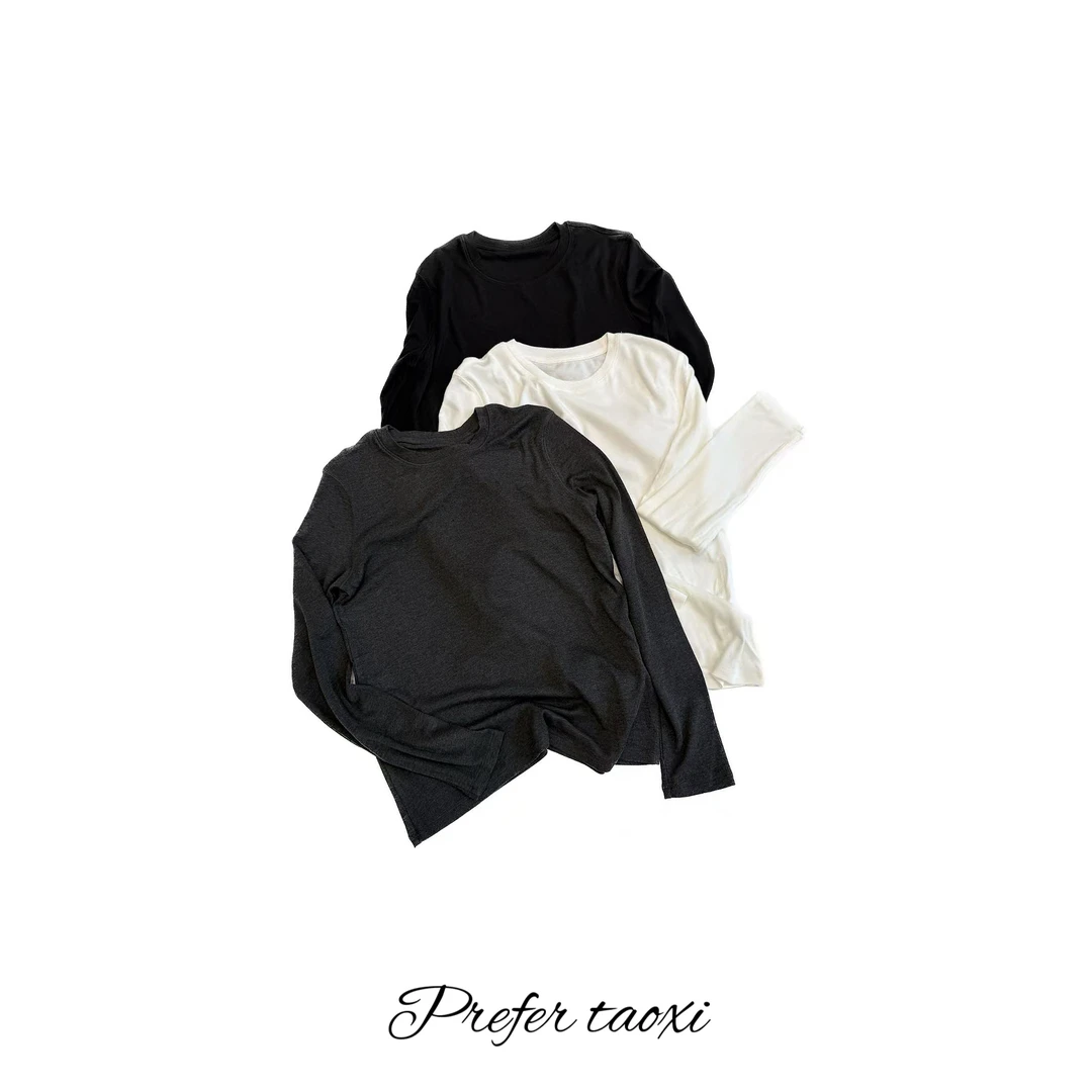 舒柔高弹圆领打底衫长袖T恤