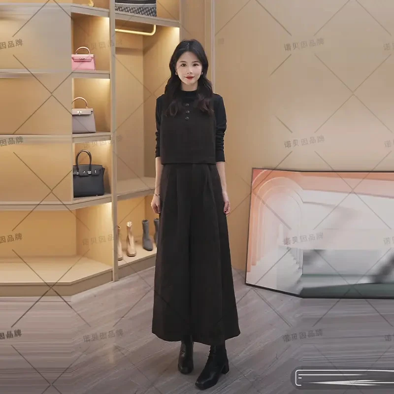 nuobeiyin/诺贝因冬时尚马甲阔腿裤套装 NTS681852-1