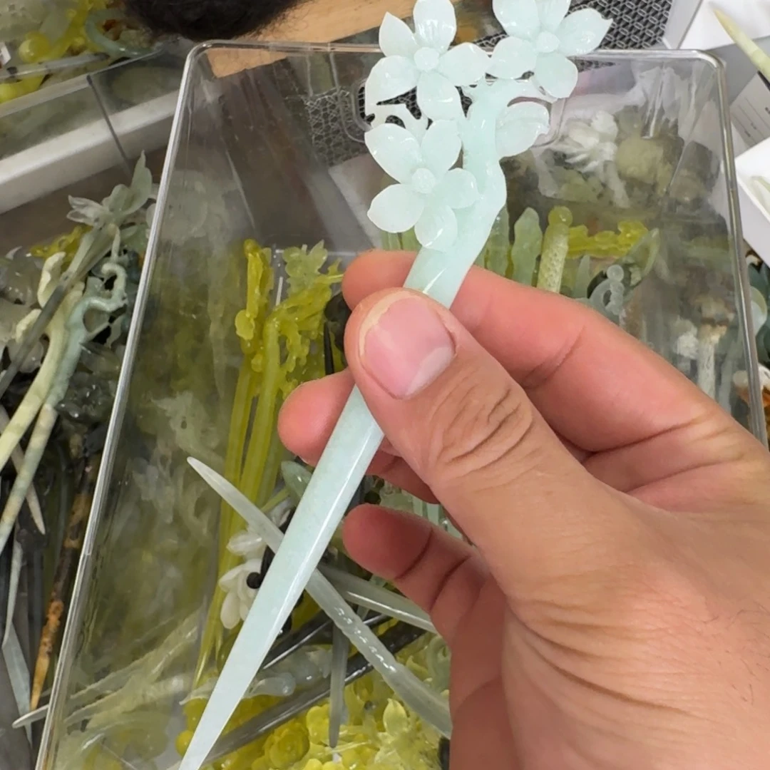 岫玉未镶嵌发饰明君玉簪就是好看