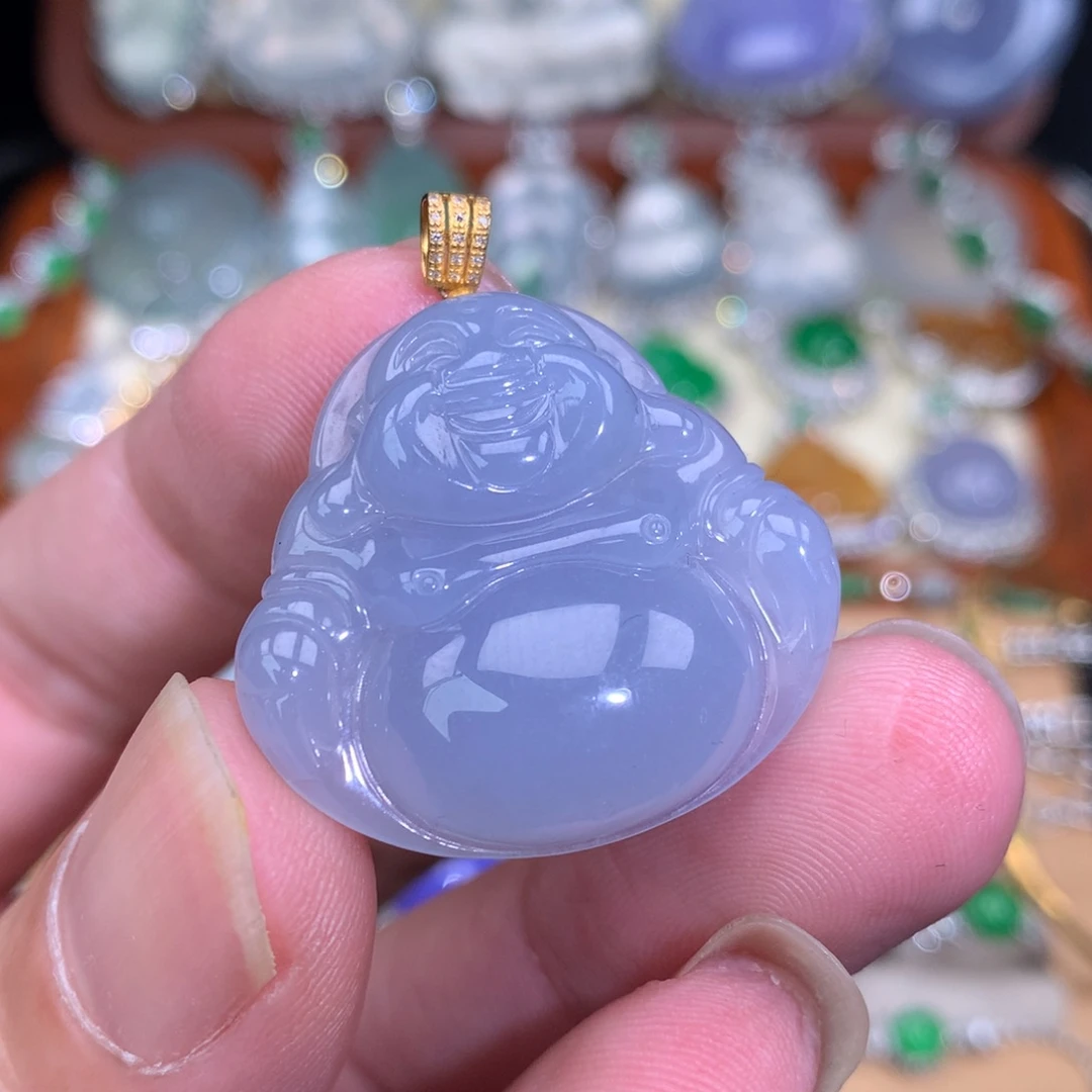 翡翠颈饰18K金镶嵌佛公1