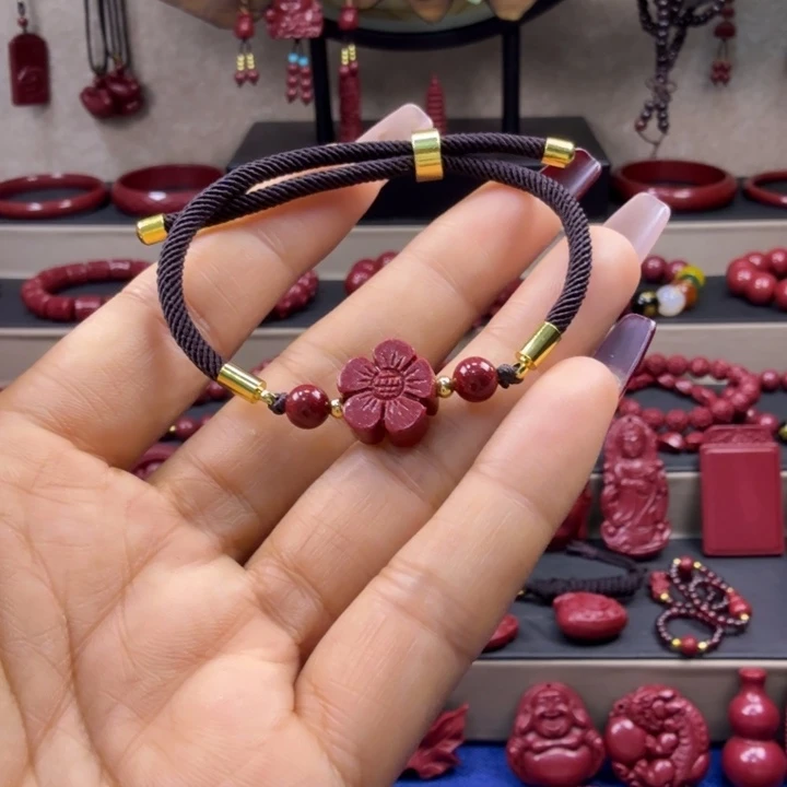 天然辰砂四叶草手链