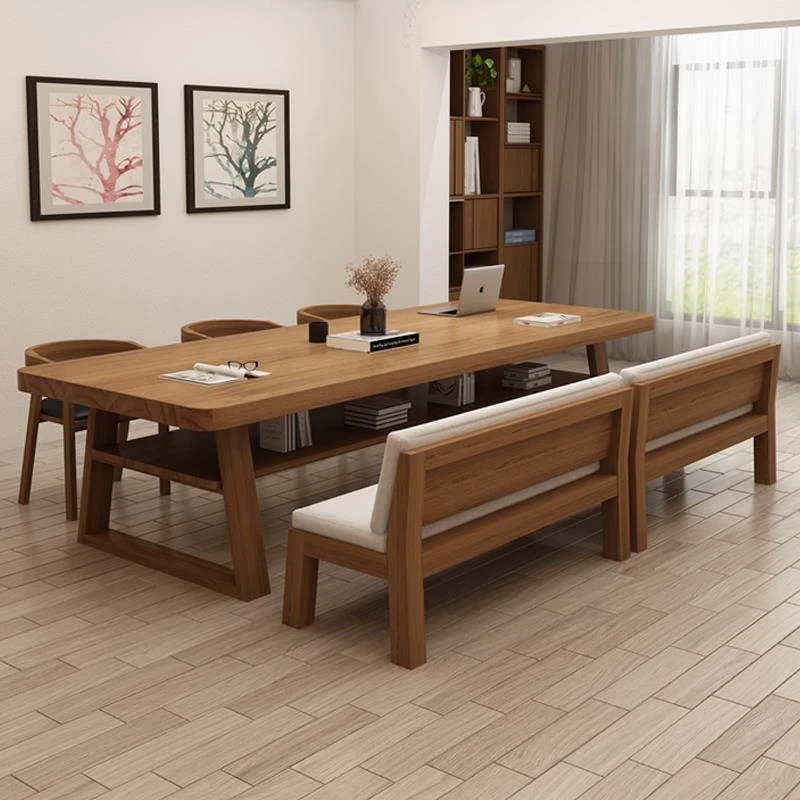 客厅实木大长书桌北欧双人学习桌现代简约家用阅读桌电脑桌工作台