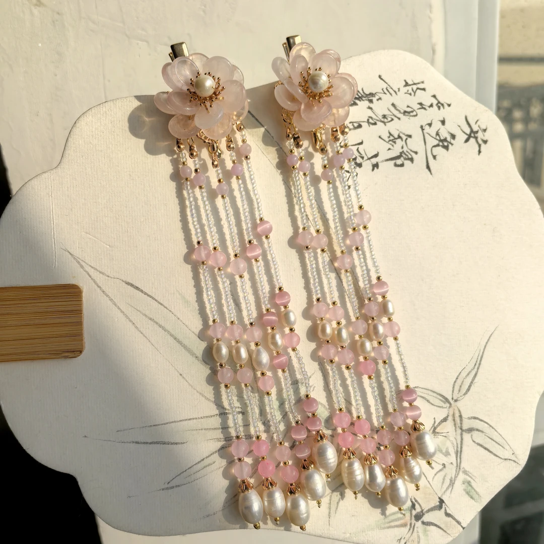 粉流苏发夹后压对夹