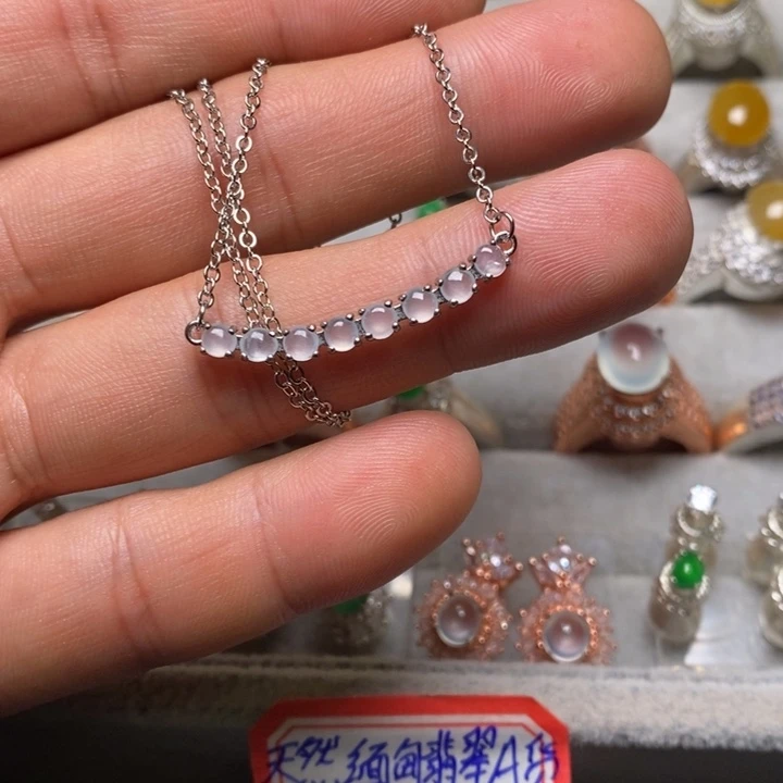 翡翠耳饰银S925镶嵌锁骨链