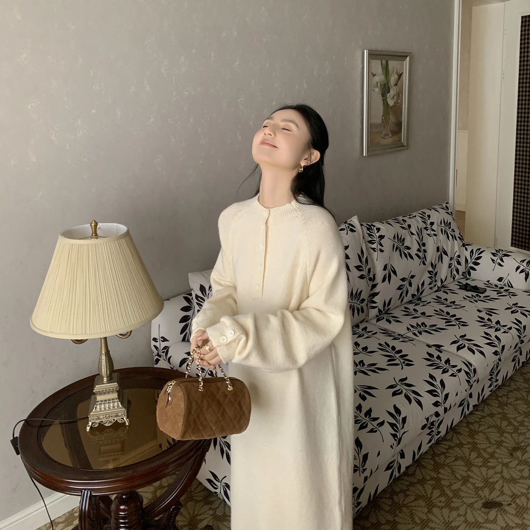 ZMA孕妇装【立领纽扣毛衣裙】连衣裙冬新款毛衣长裙冬季孕期内搭裙