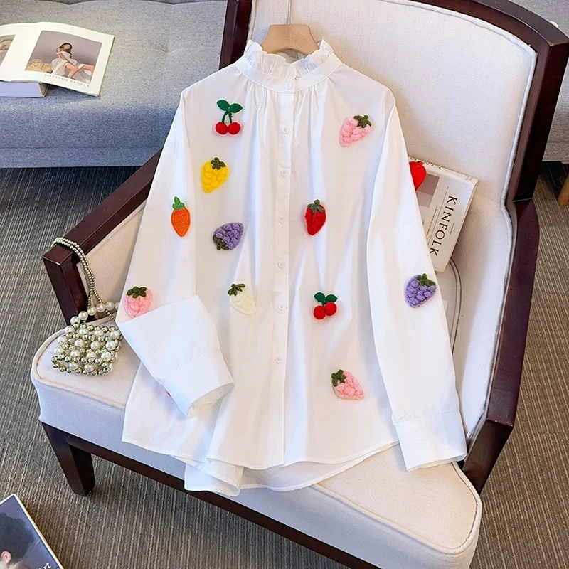【草莓奶昔】韩系小众设计款长袖宽松衬衫洋气休闲上衣