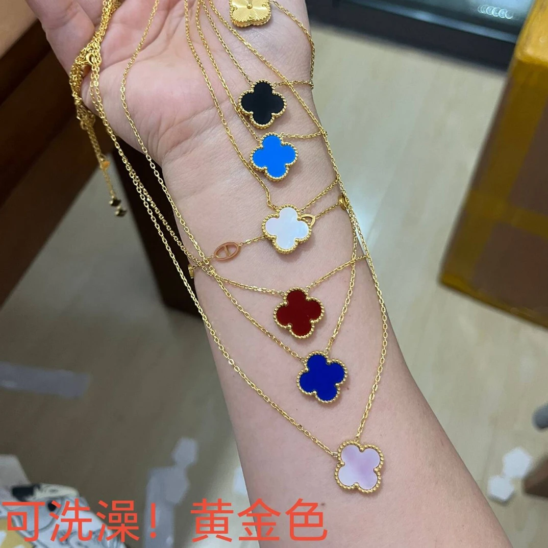 钛钢项链 可洗澡!精致百搭四叶草项链高端大气可送闺蜜百搭1.5cm