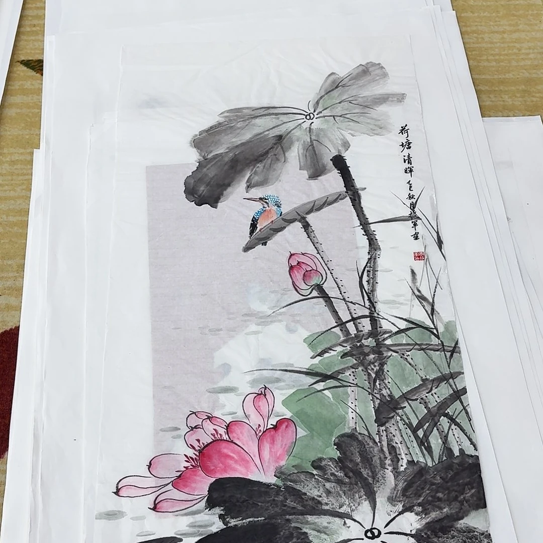 国画三尺整纸手绘作品