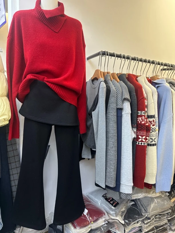 休闲裤冬季长裤喇叭裤宽松修身洋气开叉休闲加厚秋冬百搭显瘦