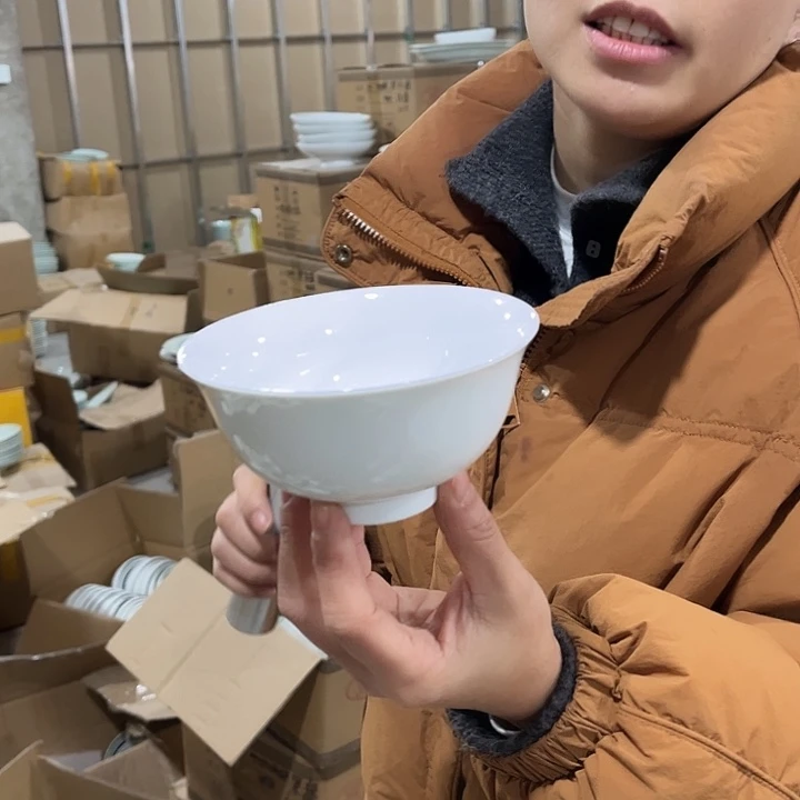 瓷片云白4.75英寸米饭碗六个微瑕包邮