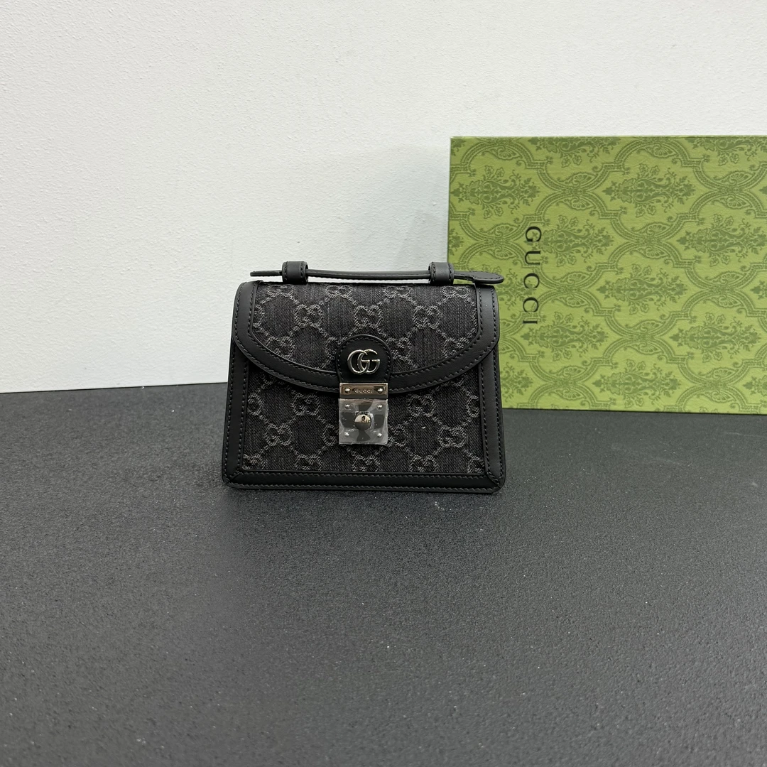 未使用 GUCCI/古驰 壹所奢品/GUCCI OP邮差mini 黑色帆布 新款 敏