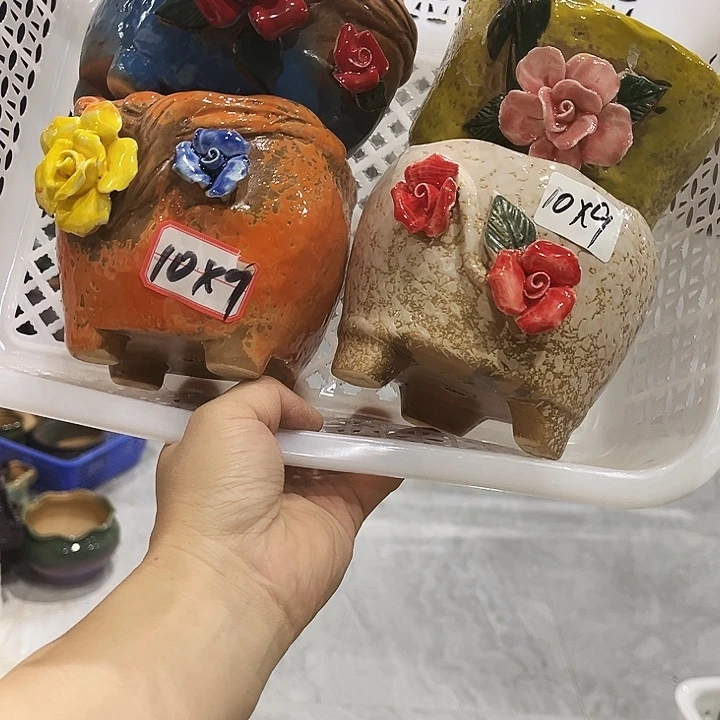 瓷片花盆多肉植物艺术品