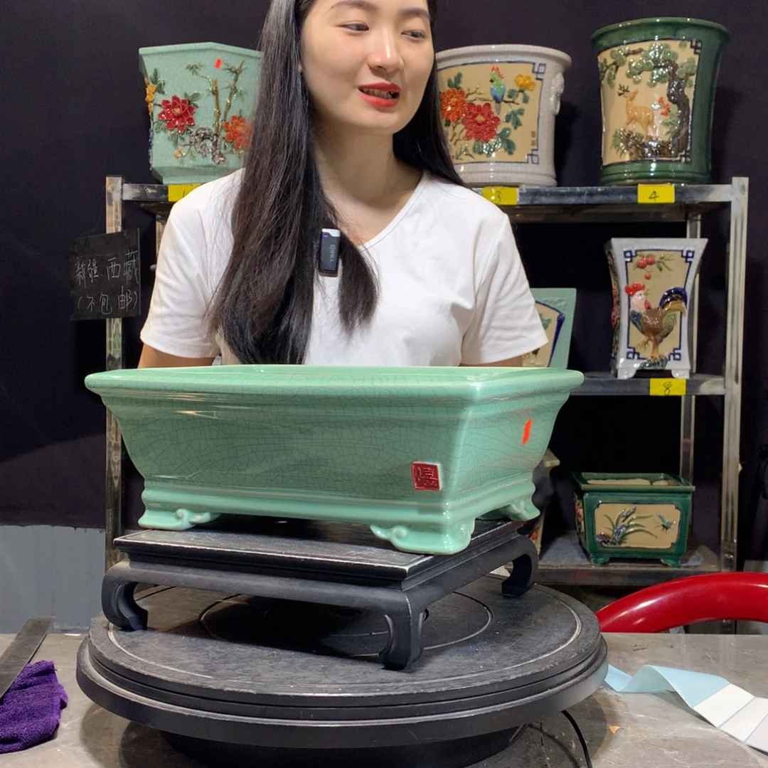 渔**晚陶瓷花盆 盆景盆