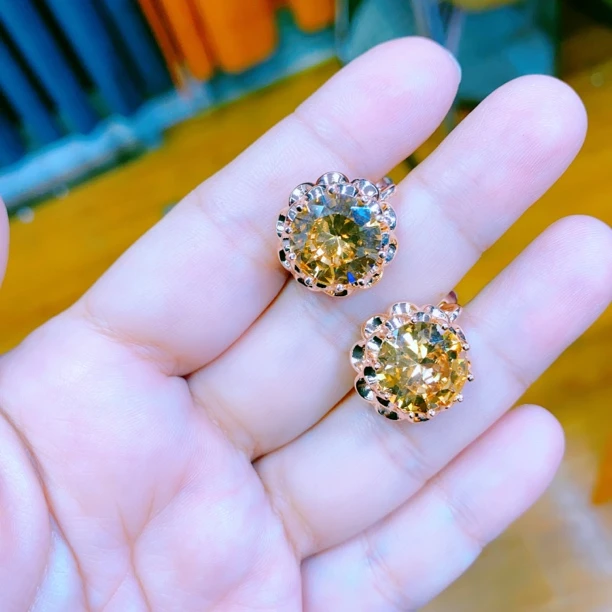 合金玻璃耳饰 香槟色qiqak耳环 粉丝福利 hasalrang粉丝福利