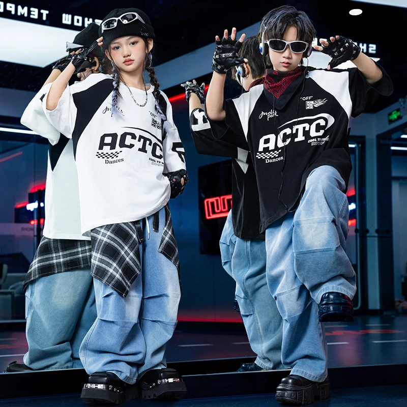 街舞儿童潮服嘻哈男童表演出服装hiphop女童舞蹈练功服夏季架子鼓