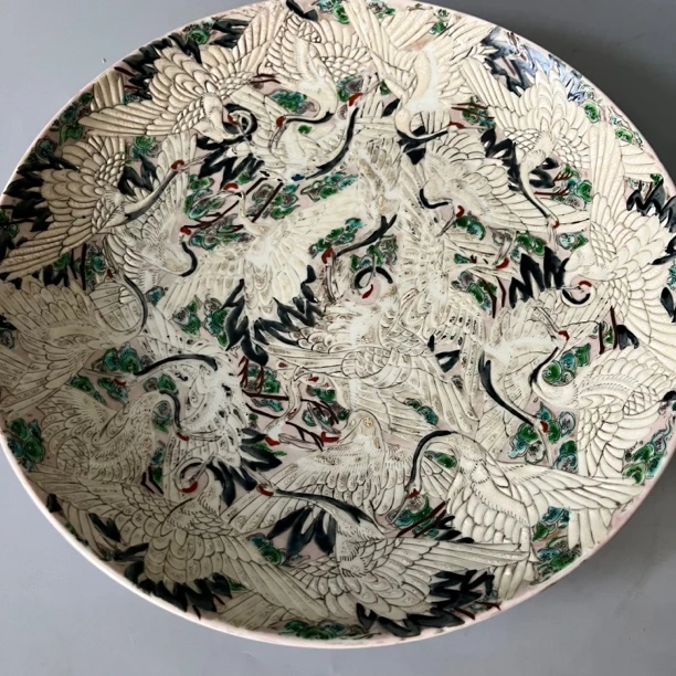 156 康熙粉彩鹤纹盘