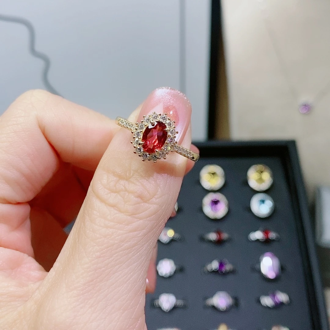 银S925镶嵌戒指石榴石