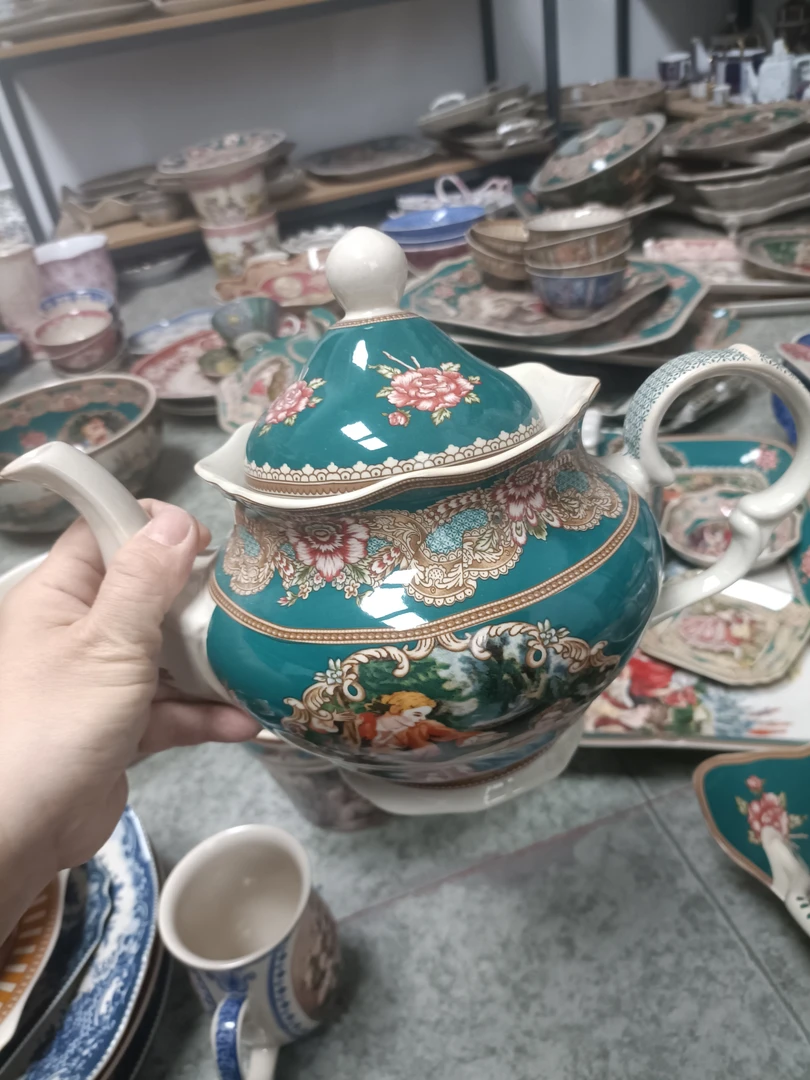 欧洲名画绿色罗密欧与朱丽叶茶壶