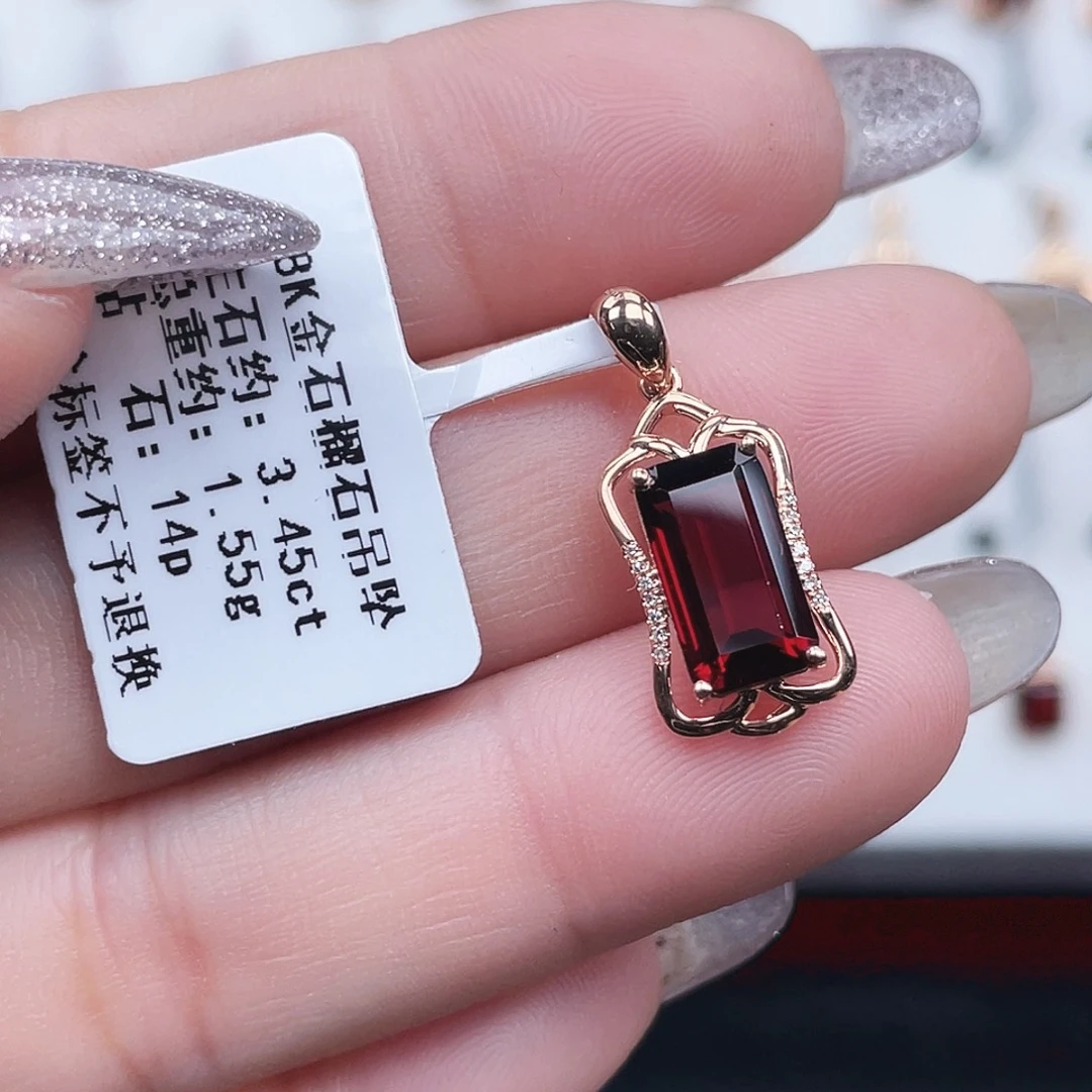 吊坠(不含链)石榴石18K金镶嵌