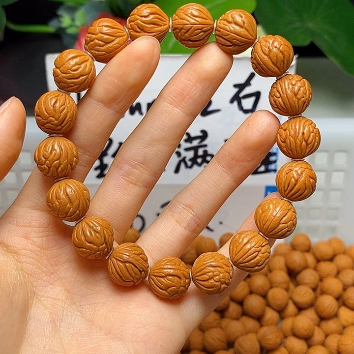 桃核手串13mm左右野生红锦鲤单圈