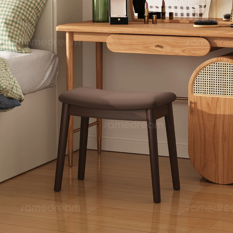 梳妆马鞍凳实木化妆凳家用梳妆凳子女生卧室梳妆台椅子化妆椅复古