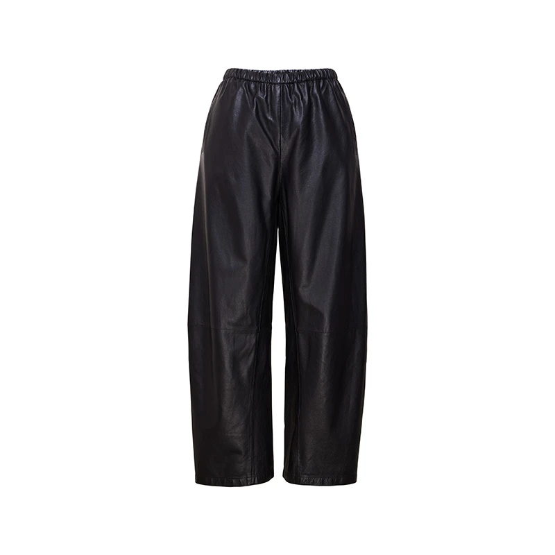 TRACYCHU黑色超柔BABY羊皮轮廓显瘦休闲皮裤时尚气质显瘦秋季新款