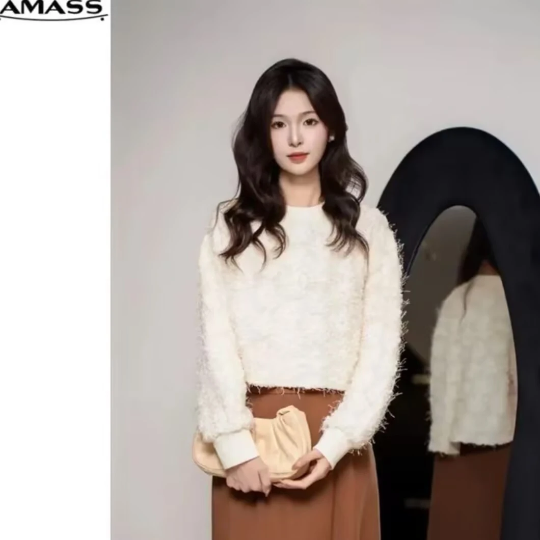 AMASS/阿玛施宽松穿搭新款短版休闲时尚宽松圆领落肩卫衣5301055