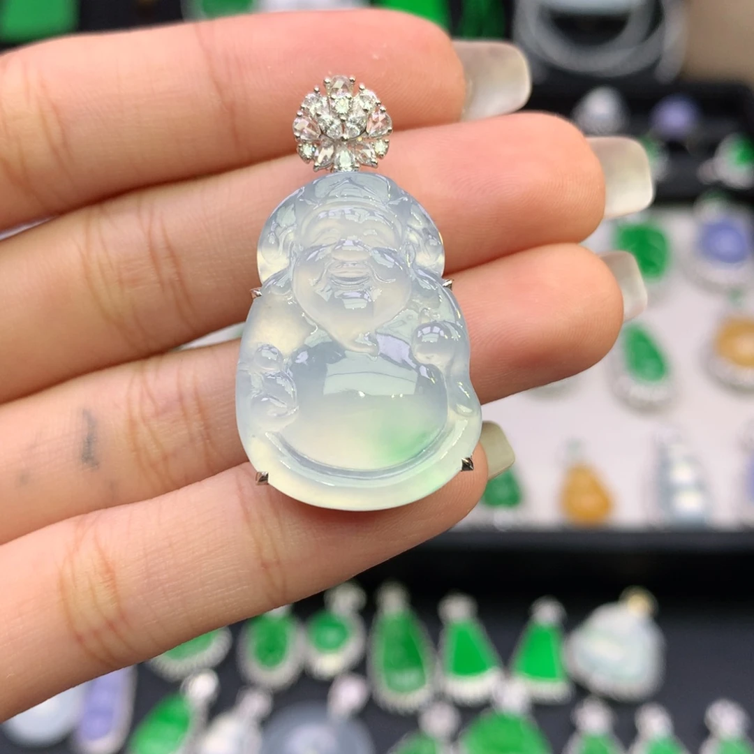 翡翠18K金镶嵌吊坠(不含链)