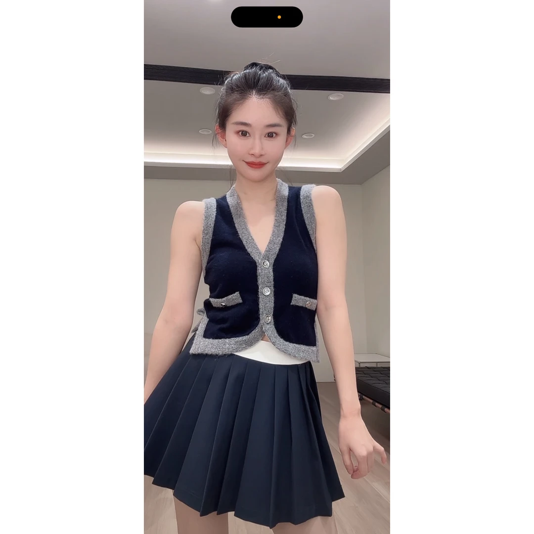 【RUNAWAY】小香风撞色羊绒针织马甲